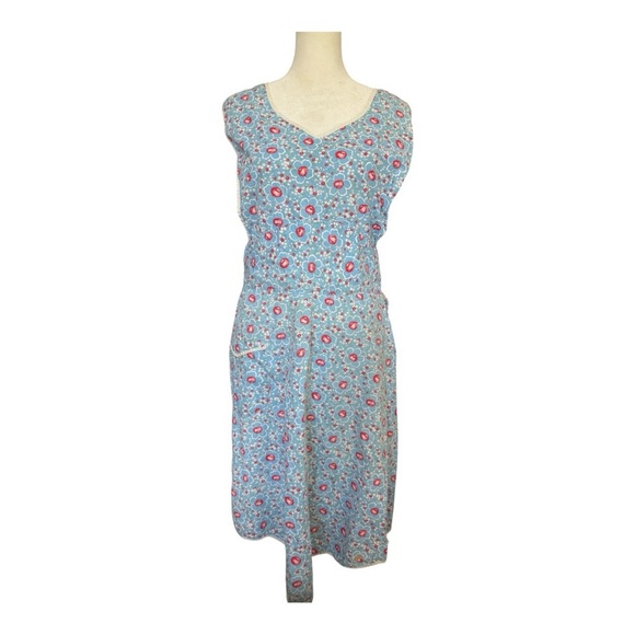 Vintage 40s Handmade Hooverette Smock Apron Floral Farmhouse - Picture 1 of 7